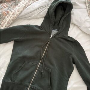Brandy Melville Dark Green Zip-Up Hoodie